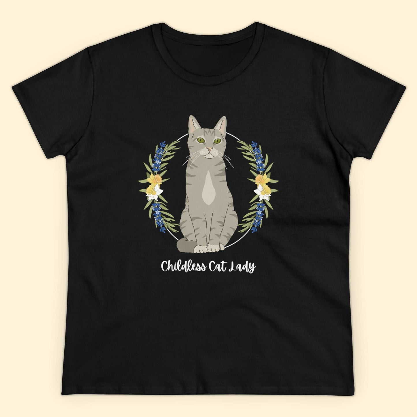 Childless Cat Lady | Women's Midweight Cotton Tee - Detezi Designs - 95772136969843124384