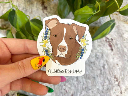 Childless Dog Lady | 3" Vinyl Sticker - Detezi Designs - 