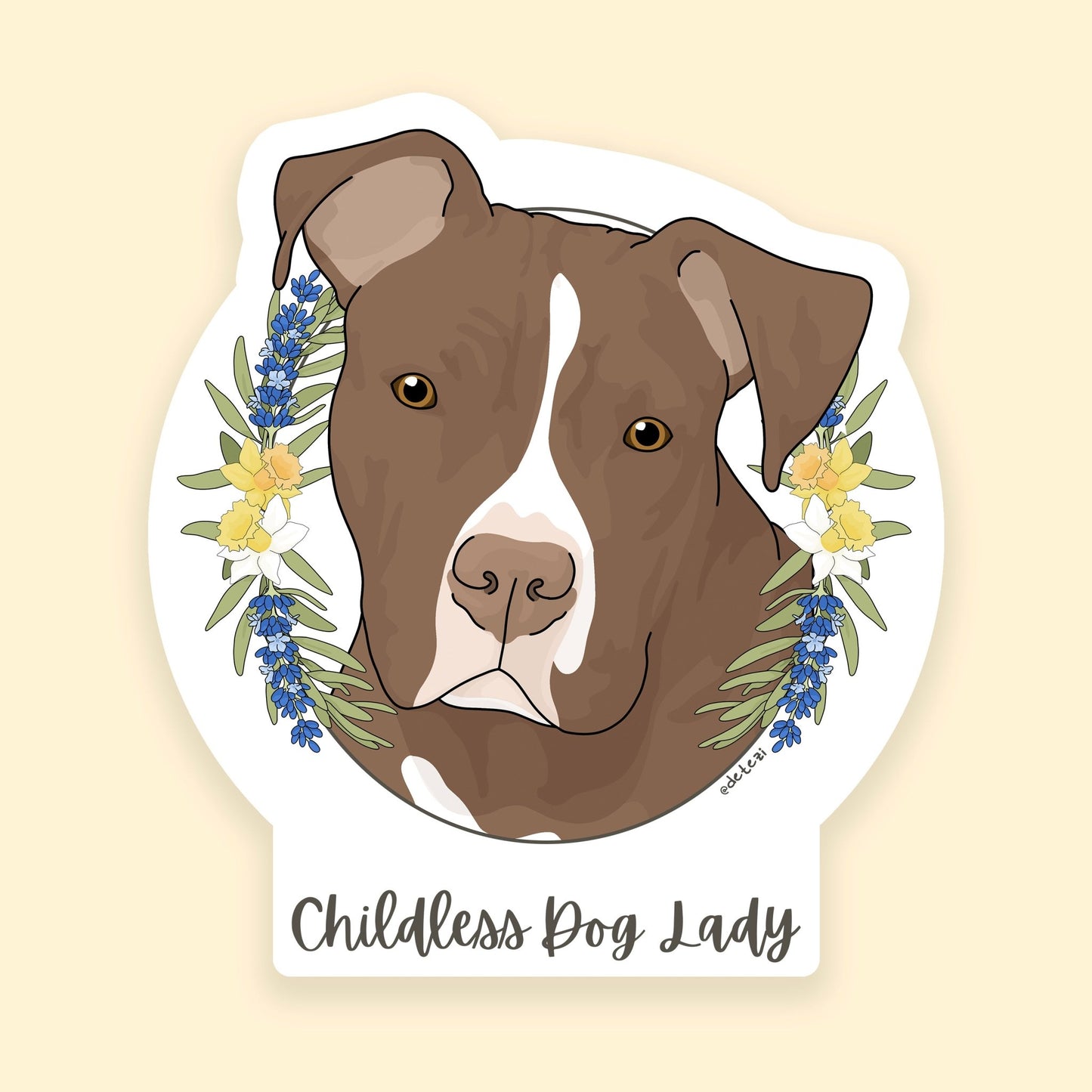 Childless Dog Lady | 3" Vinyl Sticker - Detezi Designs - 