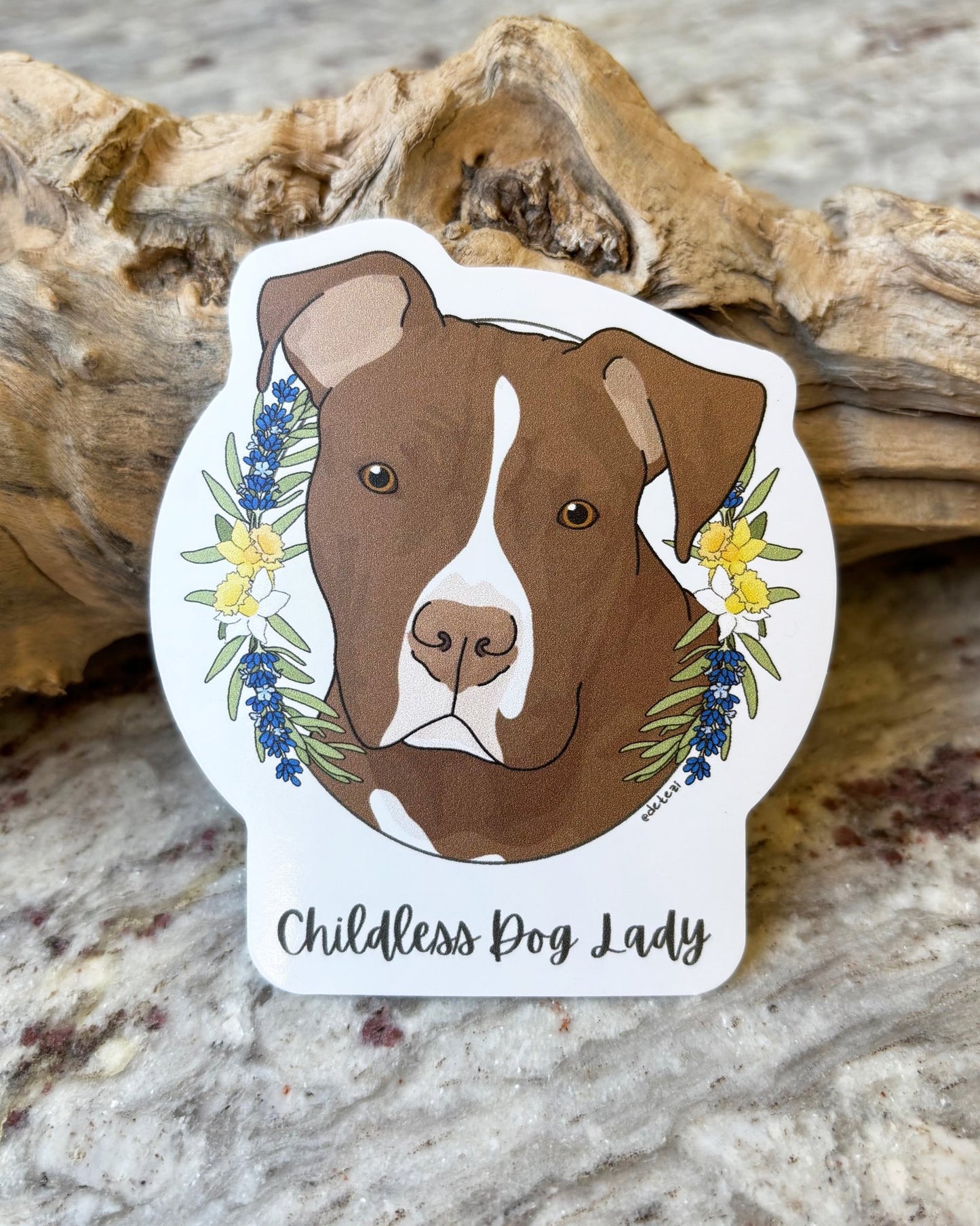 Childless Dog Lady | 3" Vinyl Sticker - Detezi Designs - 