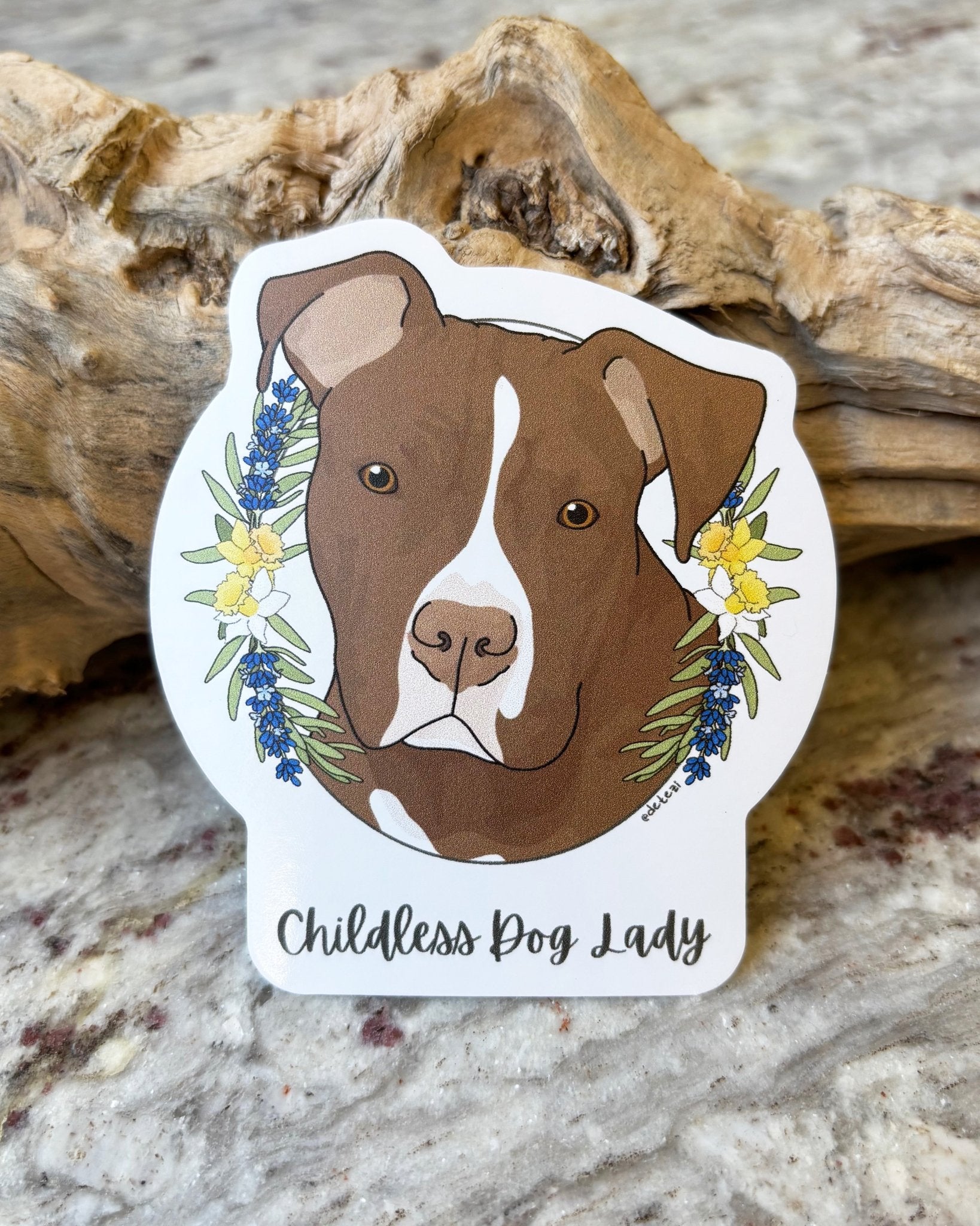 Childless Dog Lady | 3" Vinyl Sticker - Detezi Designs - 