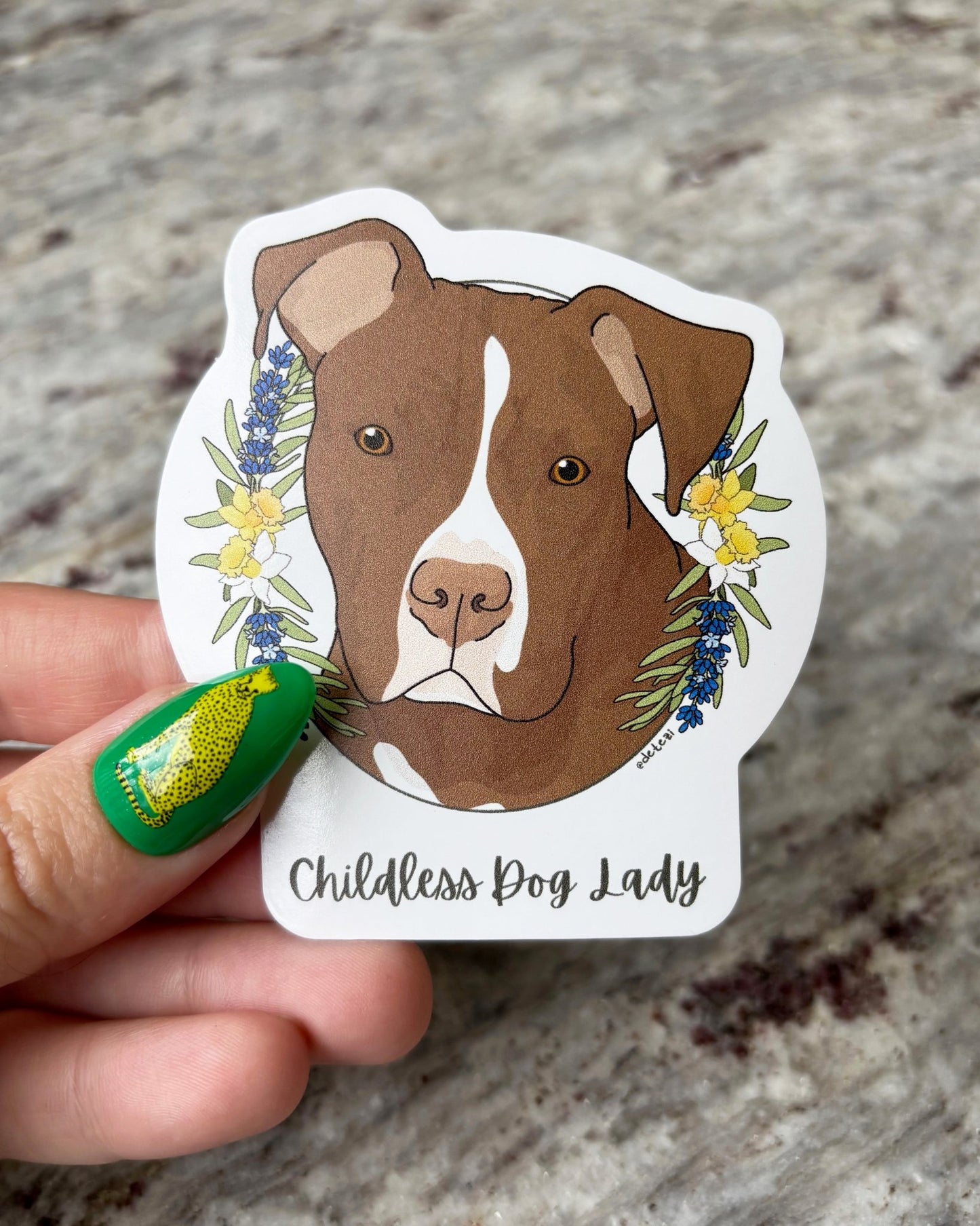 Childless Dog Lady | 3" Vinyl Sticker - Detezi Designs - 