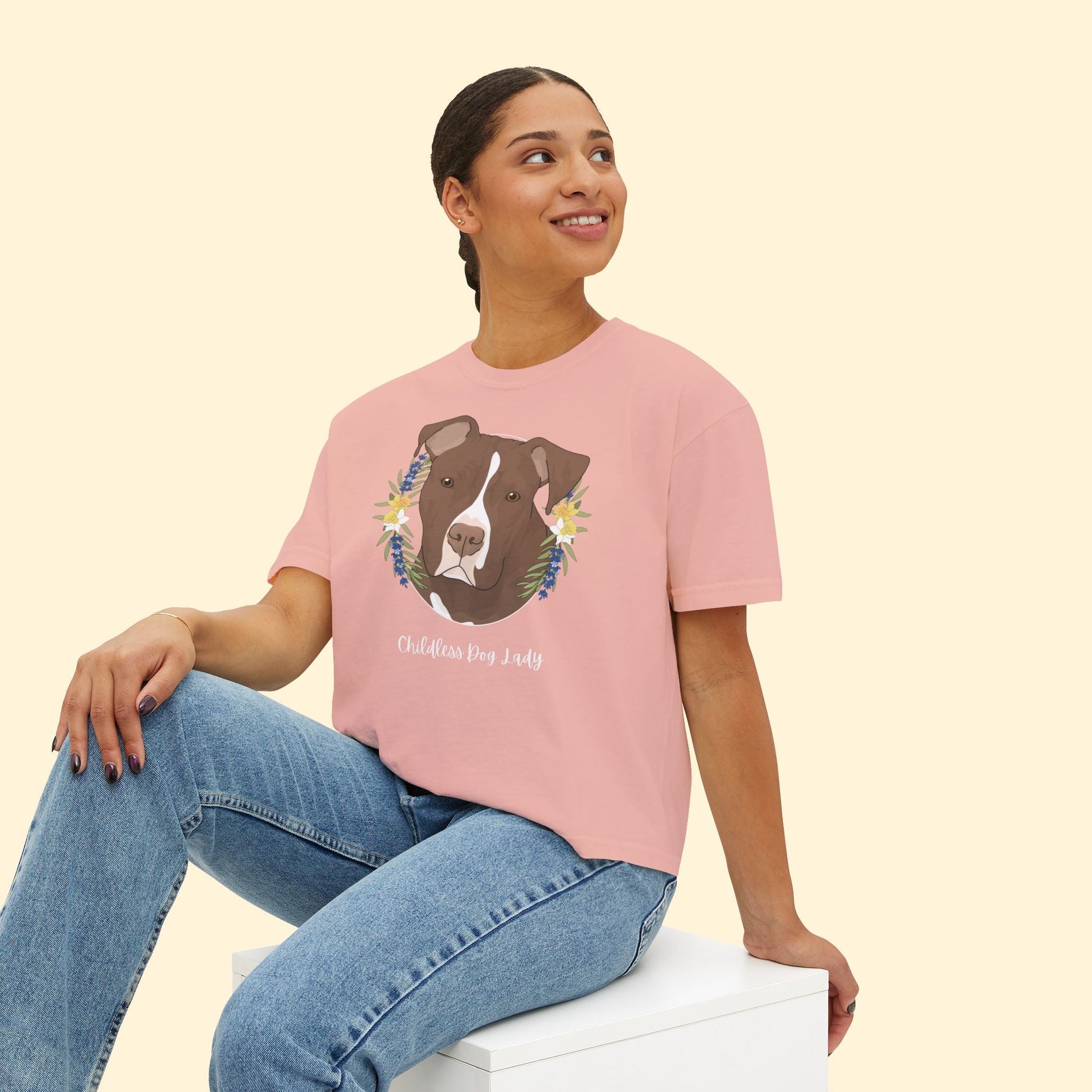 Childless Dog Lady | Comfort Colors Boxy Tee - Detezi Designs - 14064874160327595003