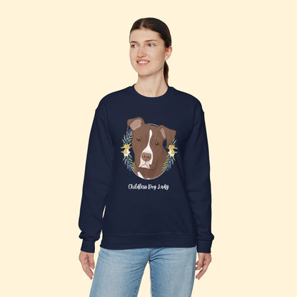 Childless Dog Lady | Crewneck Sweatshirt - Detezi Designs - 18090243848043336349