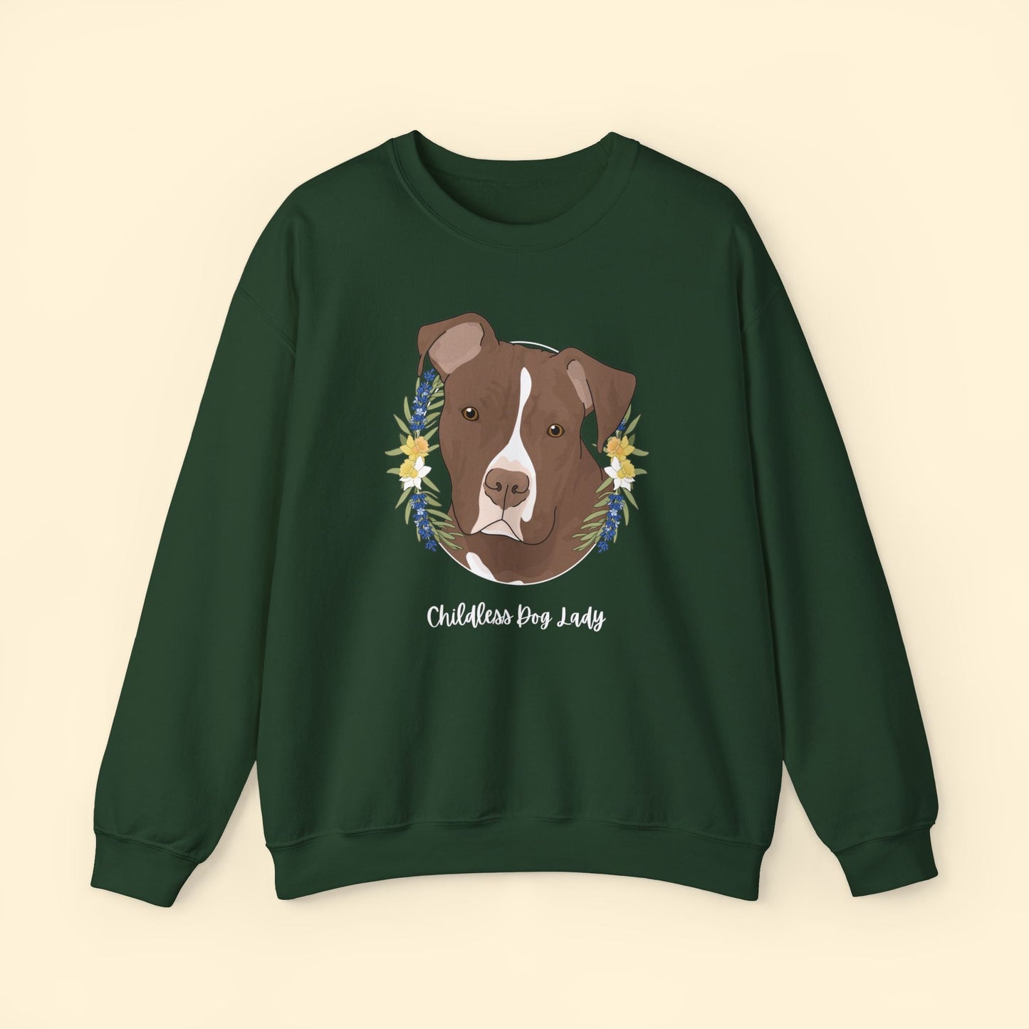 Childless Dog Lady | Crewneck Sweatshirt - Detezi Designs - 18090243848043336349