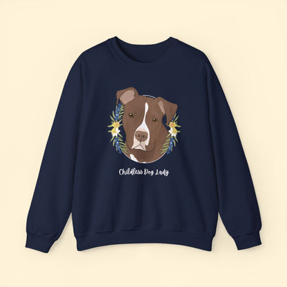 Childless Dog Lady | Crewneck Sweatshirt - Detezi Designs - 18138073177172422424