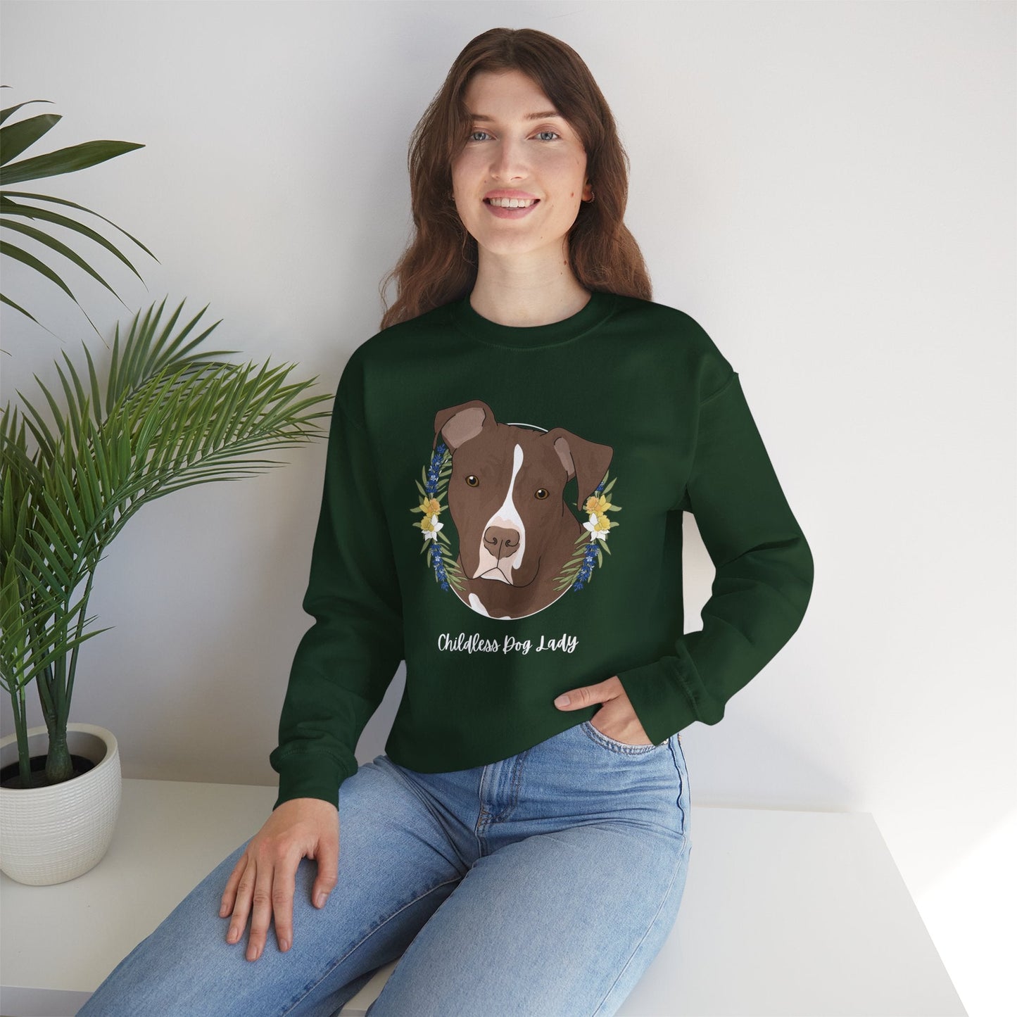 Childless Dog Lady | Crewneck Sweatshirt - Detezi Designs - 21596995343179767705