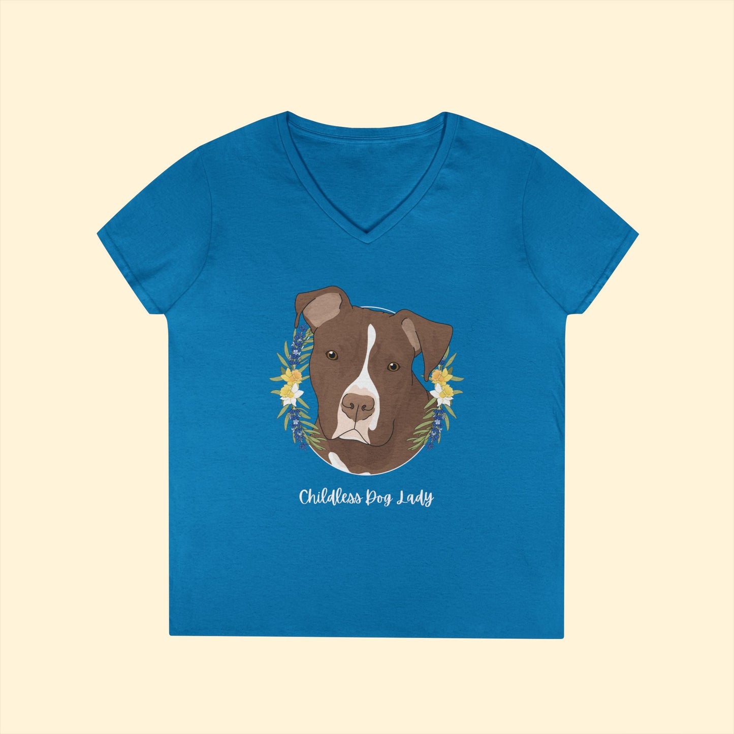 Childless Dog Lady | Ladies' V - Neck T-Shirt - Detezi Designs - 12741852332386016718