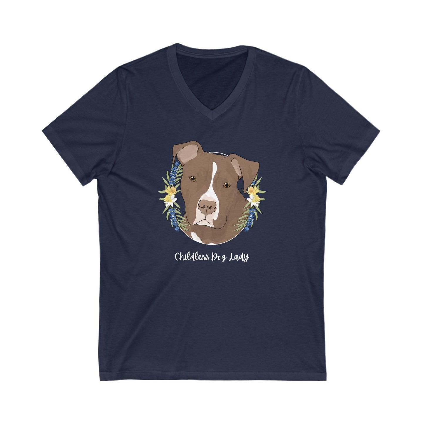 Childless Dog Lady | Unisex V - Neck Tee - Detezi Designs - 14420620755592644661