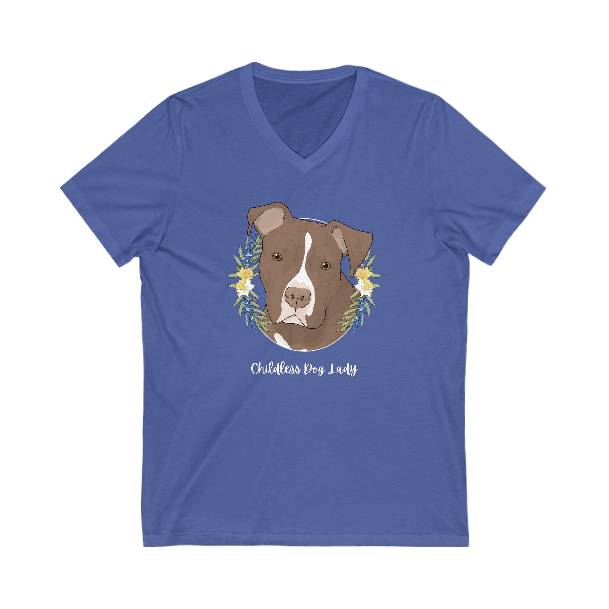 Childless Dog Lady | Unisex V - Neck Tee - Detezi Designs - 17837400569089299923