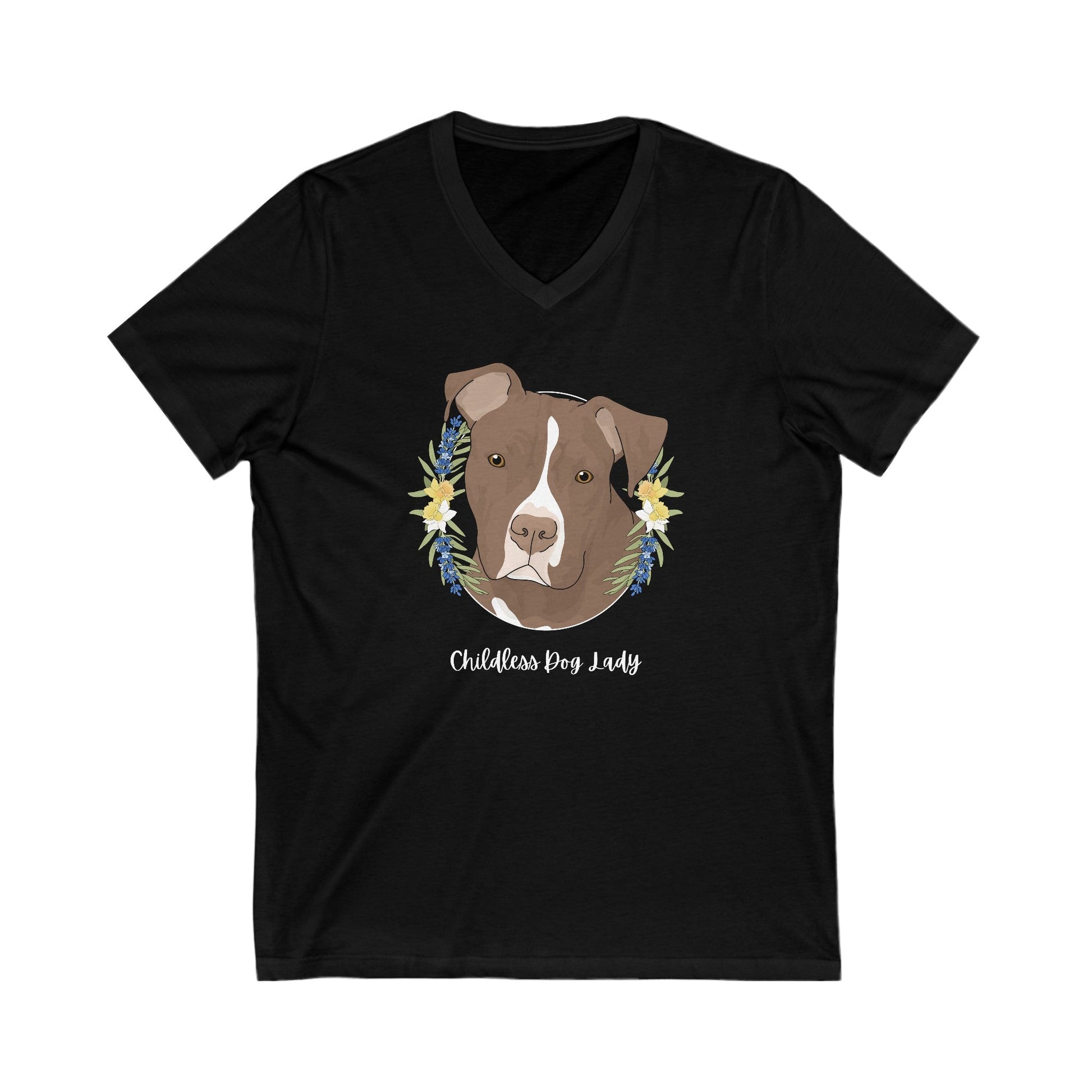 Childless Dog Lady | Unisex V - Neck Tee - Detezi Designs - 31244179156336693863