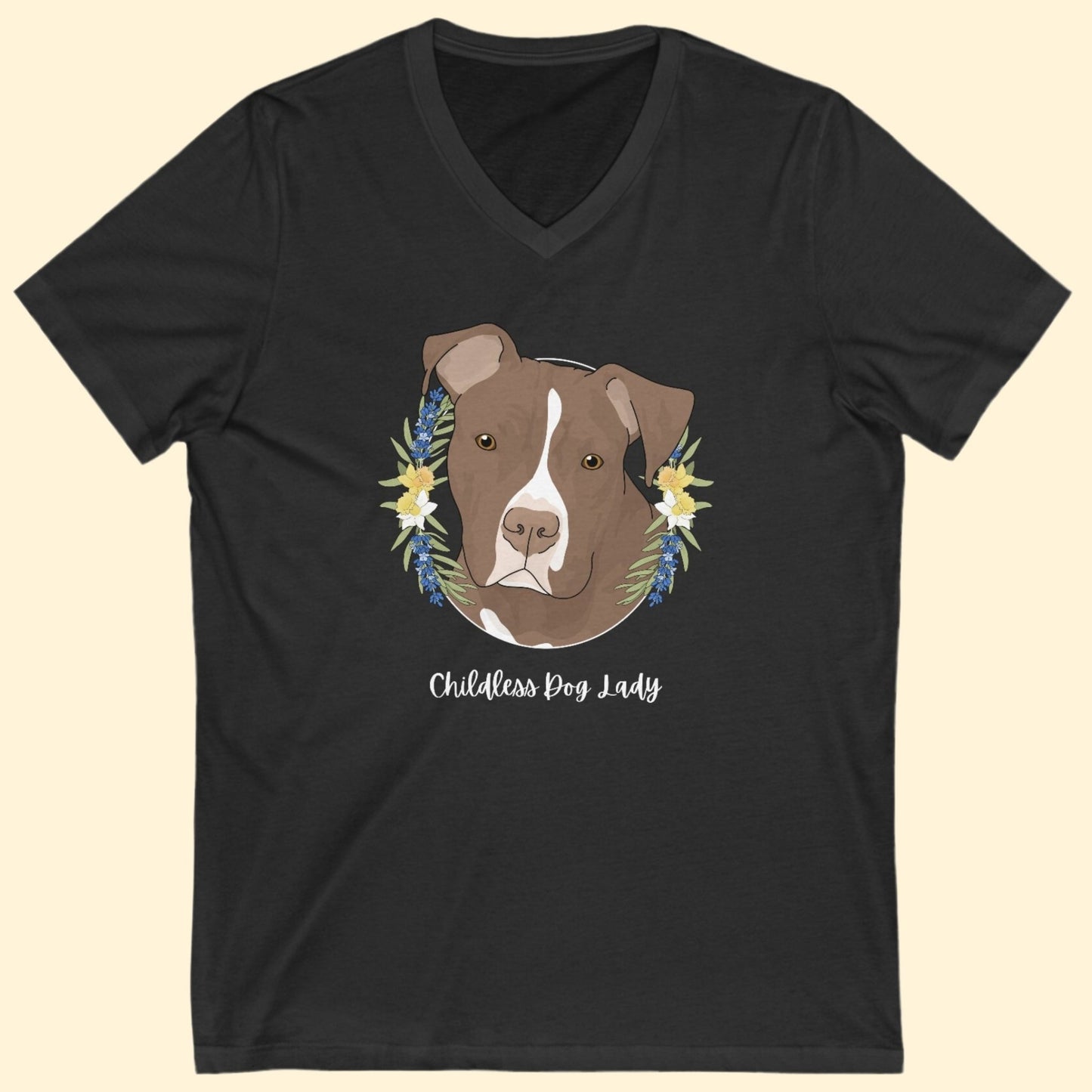 Childless Dog Lady | Unisex V - Neck Tee - Detezi Designs - 31244179156336693863