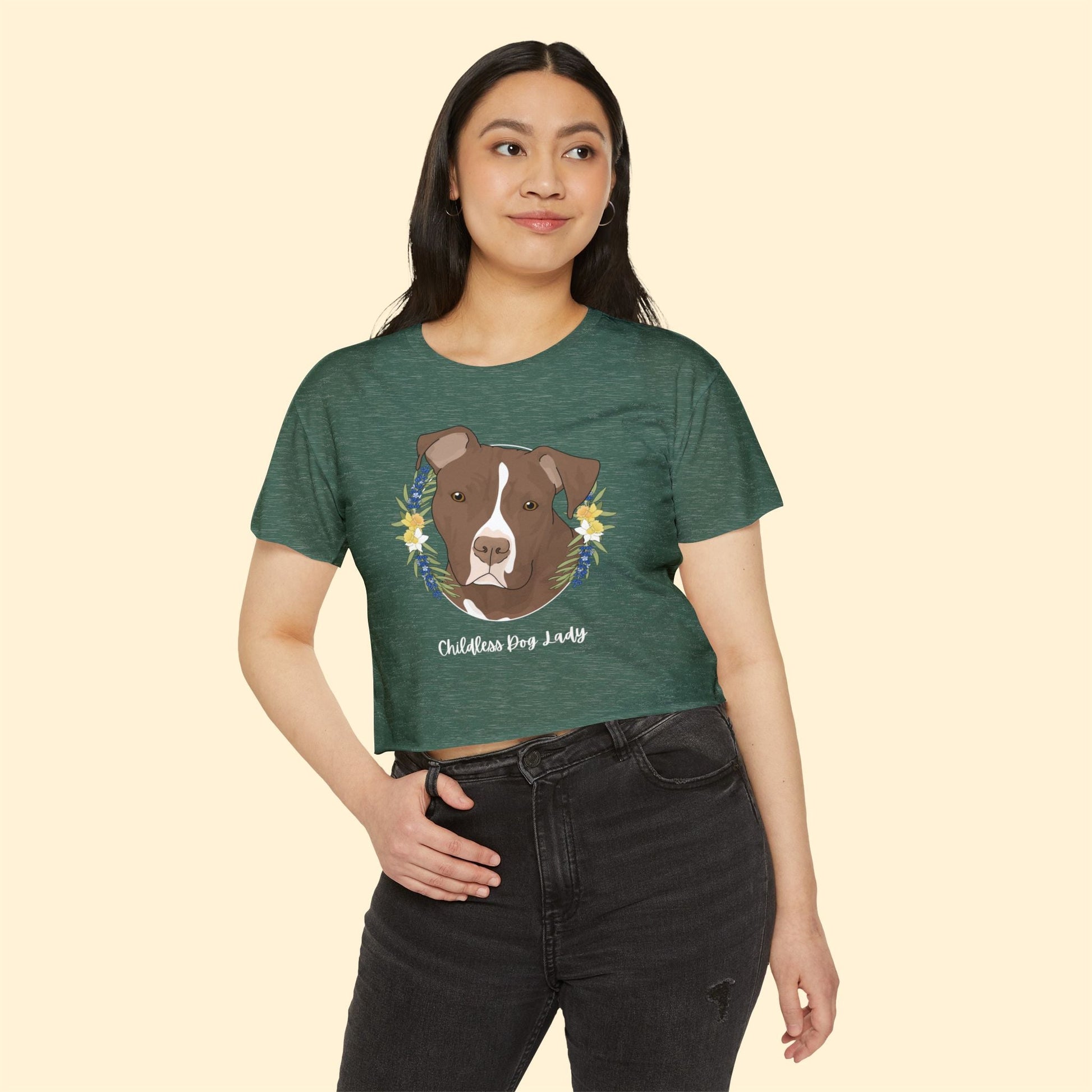 Childless Dog Lady | Women's Festival Crop Top - Detezi Designs - 12203098163507221081