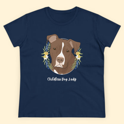 Childless Dog Lady | Women's Midweight Cotton Tee - Detezi Designs - 44403153740216152255