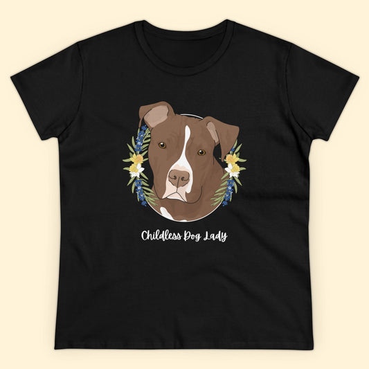 Childless Dog Lady | Women's Midweight Cotton Tee - Detezi Designs - 74455988598465930476