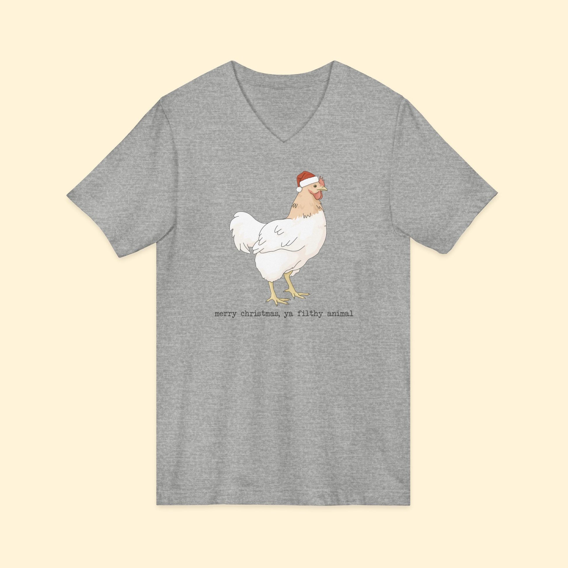 Christmas Chicken | Unisex V - Neck Tee - Detezi Designs - 10593757887114242743