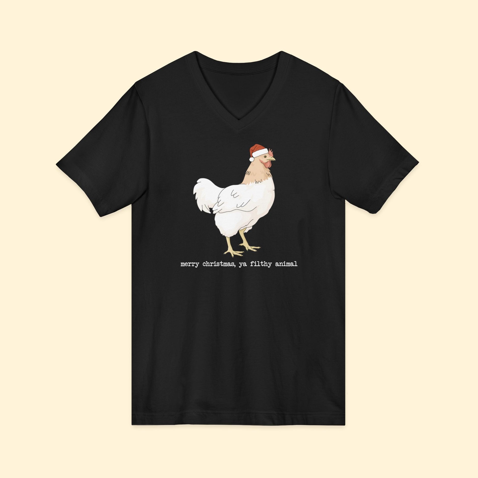 Christmas Chicken | Unisex V - Neck Tee - Detezi Designs - 30895143952714592489