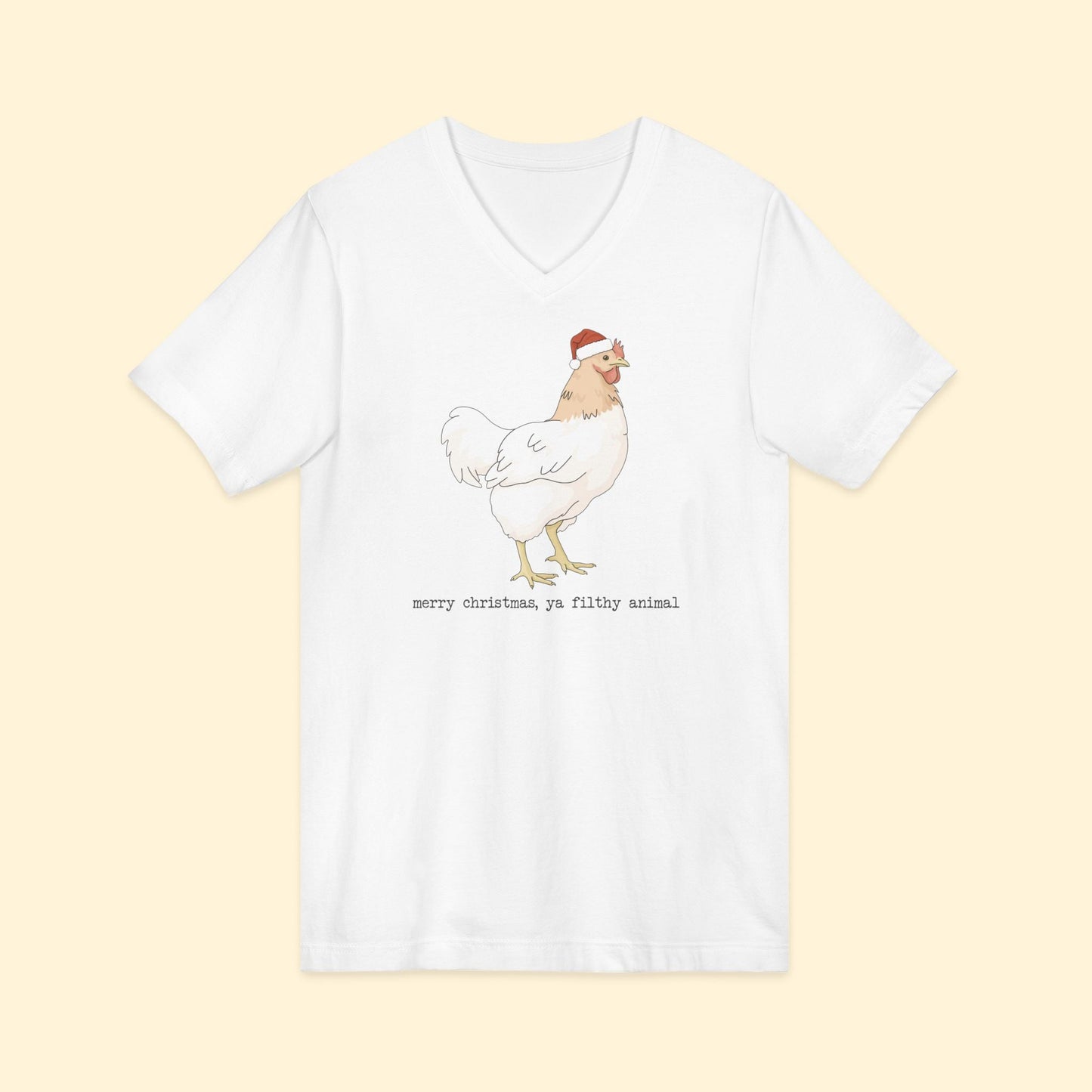 Christmas Chicken | Unisex V - Neck Tee - Detezi Designs - 31013586392220580538