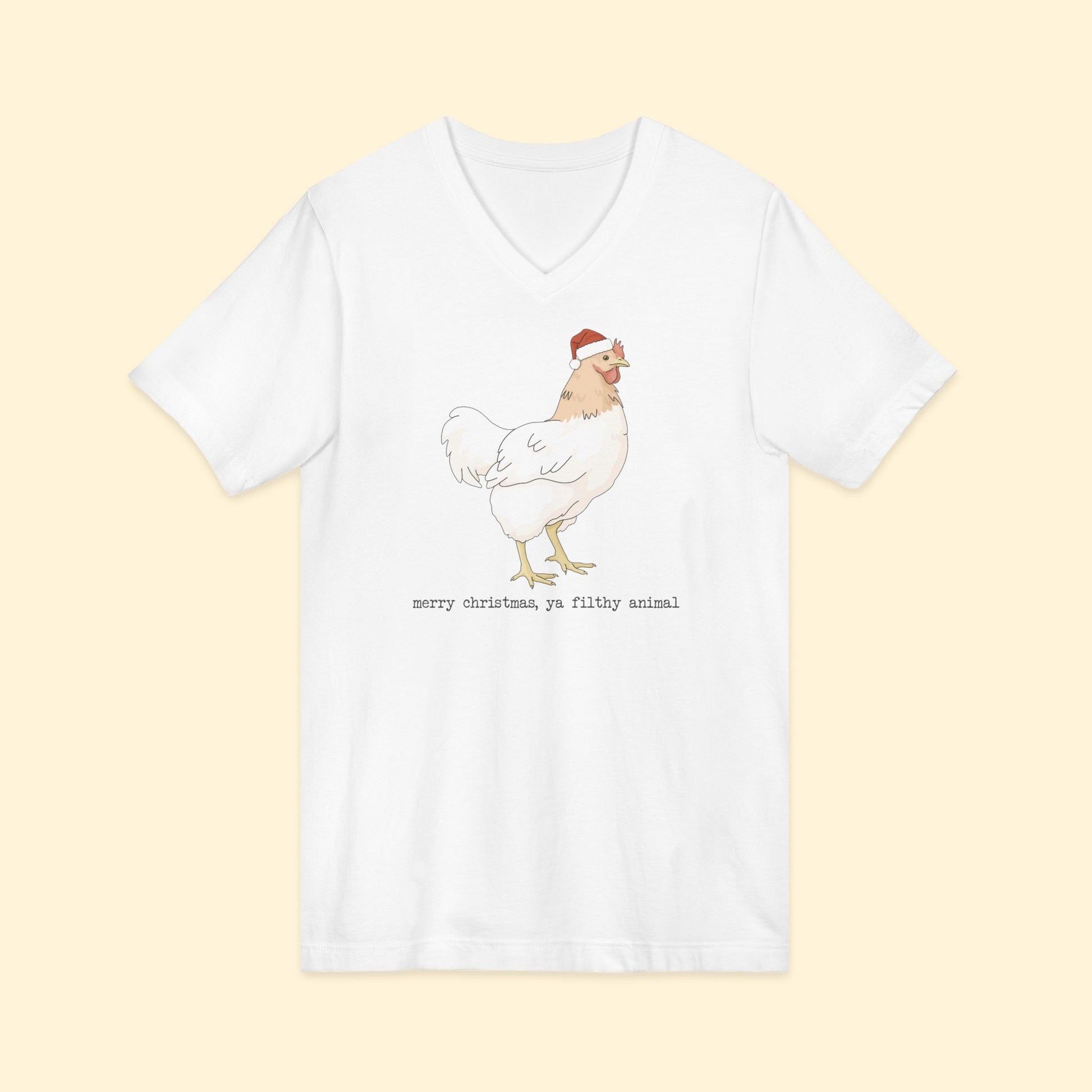 Christmas Chicken | Unisex V - Neck Tee - Detezi Designs - 31013586392220580538