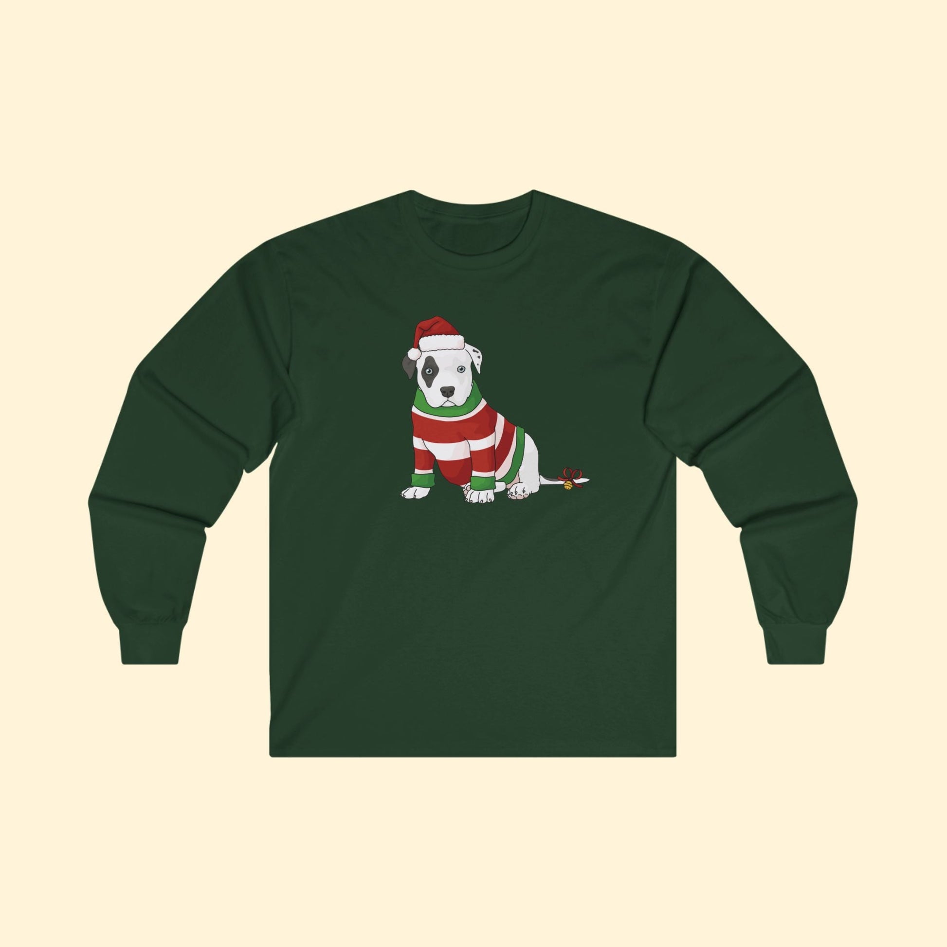 Christmas Puppy | Long Sleeve Tee - Detezi Designs - 33087919242857075929