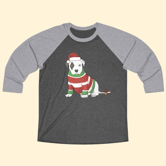 Christmas Puppy | Unisex 3\4 Sleeve Tee - Detezi Designs - 27473800946948399703