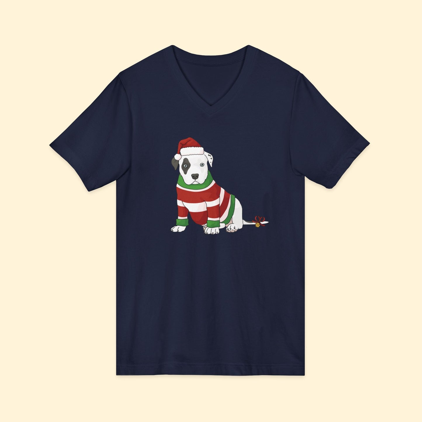 Christmas Puppy | Unisex V - Neck Tee - Detezi Designs - 17597360262310038062