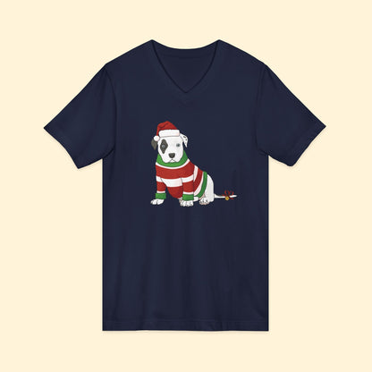 Christmas Puppy | Unisex V - Neck Tee - Detezi Designs - 17597360262310038062