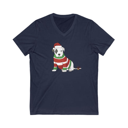 Christmas Puppy | Unisex V - Neck Tee - Detezi Designs - 17597360262310038062