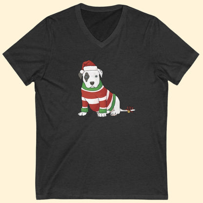 Christmas Puppy | Unisex V - Neck Tee - Detezi Designs - 23266227553343643832