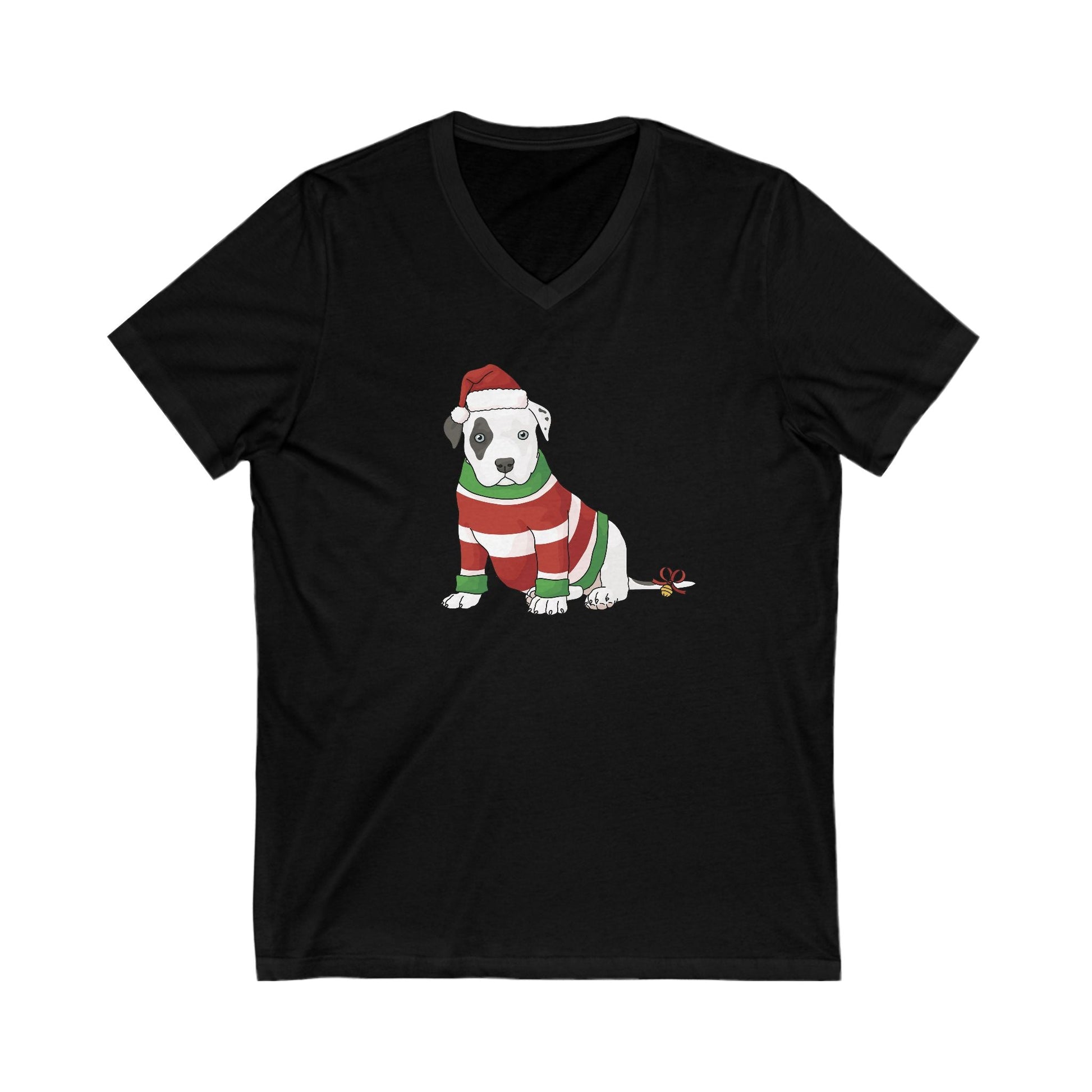 Christmas Puppy | Unisex V - Neck Tee - Detezi Designs - 23266227553343643832