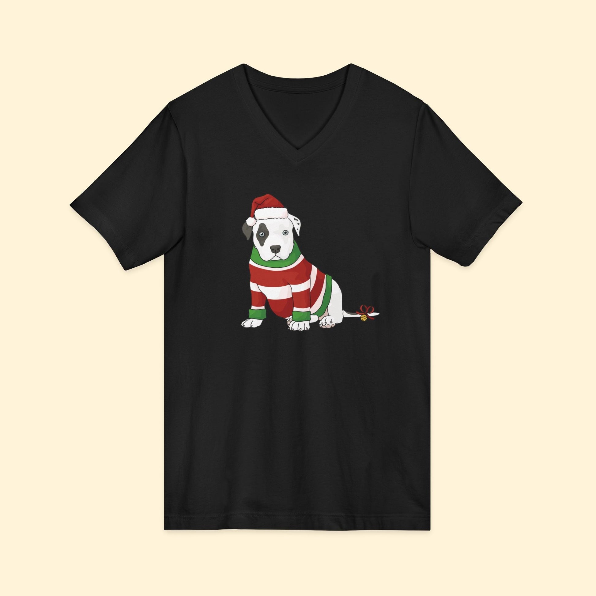 Christmas Puppy | Unisex V - Neck Tee - Detezi Designs - 23266227553343643832