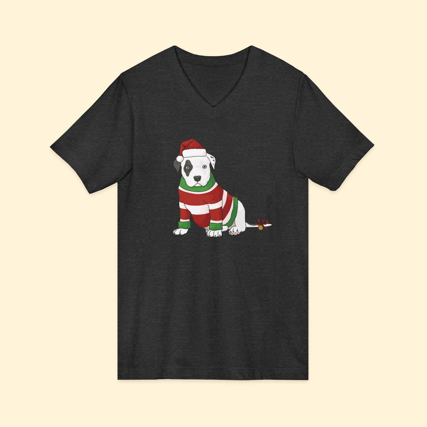 Christmas Puppy | Unisex V - Neck Tee - Detezi Designs - 52197262443548122676