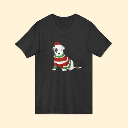 Christmas Puppy | Unisex V - Neck Tee - Detezi Designs - 52197262443548122676