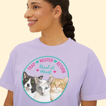 Circle of Kitties | FUNDRAISER for Feral At Heart | Comfort Colors Boxy Tee - Detezi Designs - 14955152121681756486