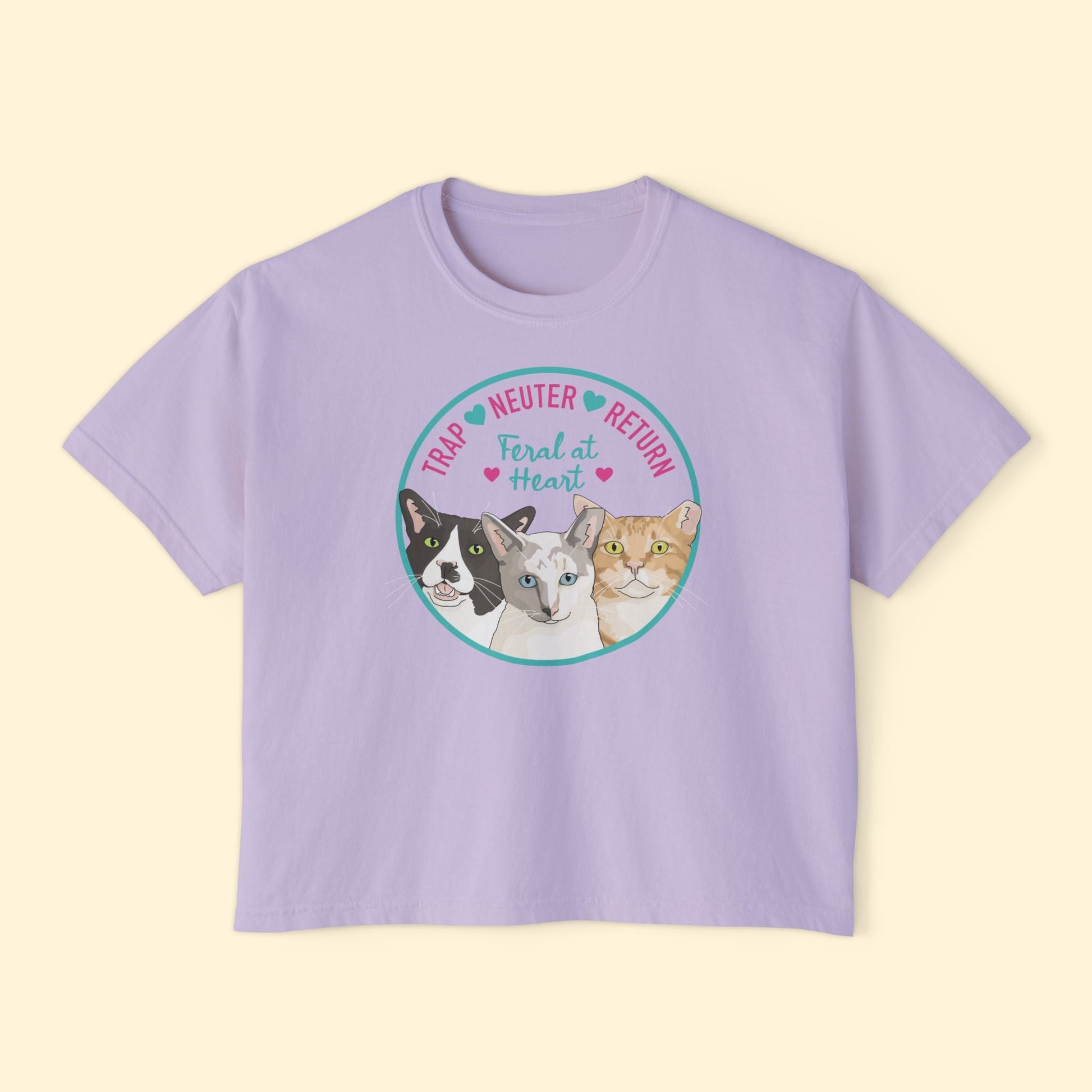 Circle of Kitties | FUNDRAISER for Feral At Heart | Comfort Colors Boxy Tee - Detezi Designs - 25646554229921945016