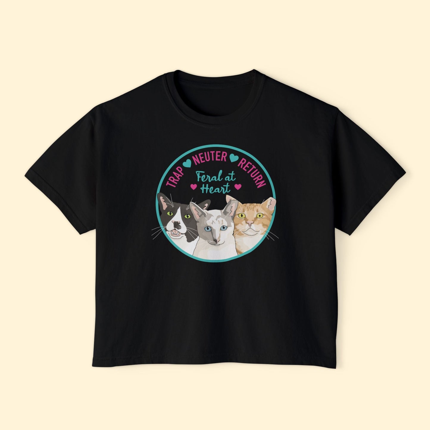 Circle of Kitties | FUNDRAISER for Feral At Heart | Comfort Colors Boxy Tee - Detezi Designs - 32991809226782923170
