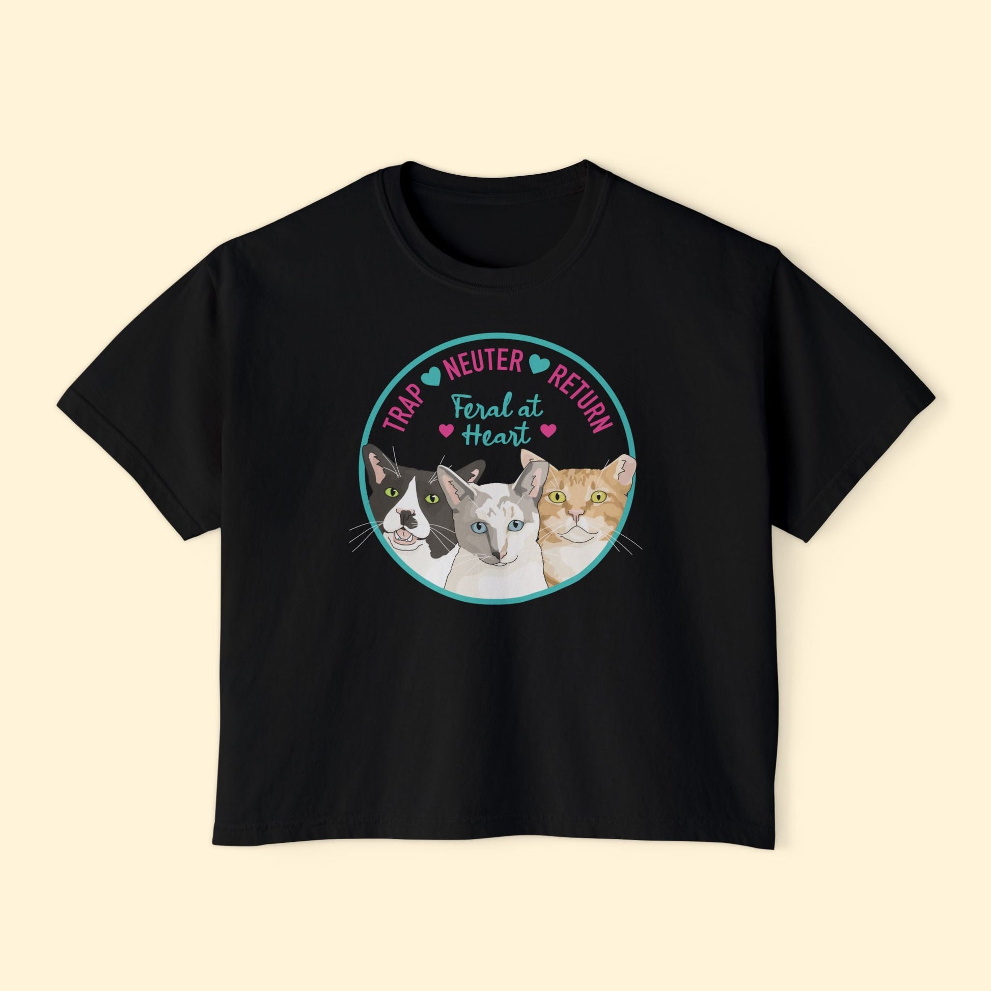 Circle of Kitties | FUNDRAISER for Feral At Heart | Comfort Colors Boxy Tee - Detezi Designs - 32991809226782923170
