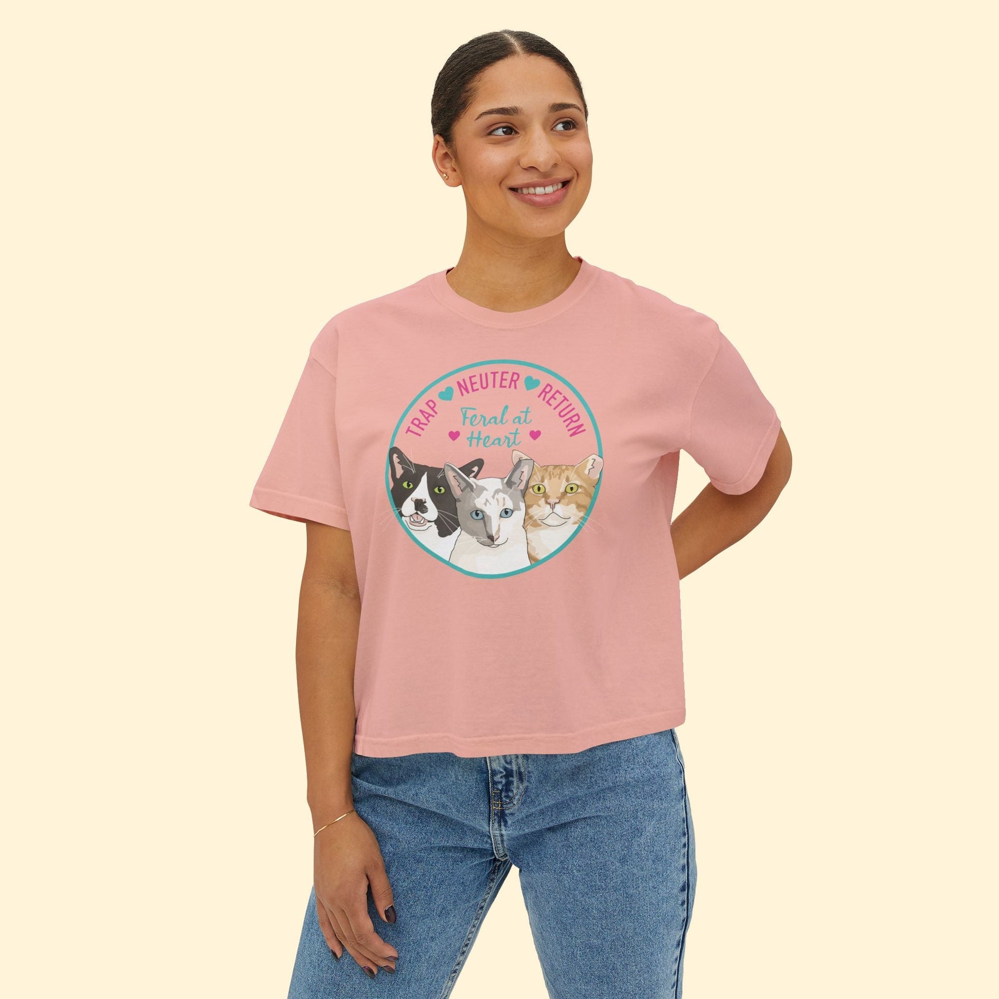 Circle of Kitties | FUNDRAISER for Feral At Heart | Comfort Colors Boxy Tee - Detezi Designs - 33333401980412636241