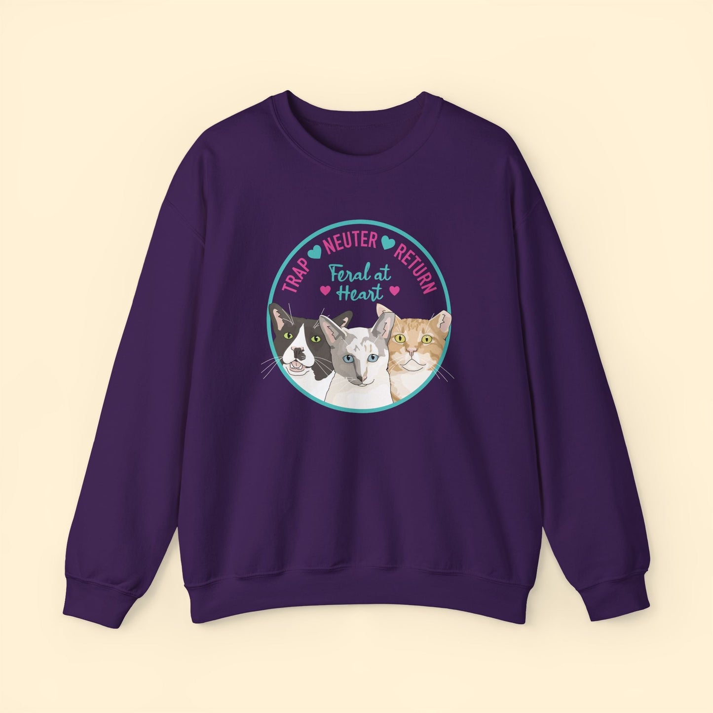 Circle of Kitties | FUNDRAISER for Feral At Heart | Crewneck Sweatshirt - Detezi Designs - 16772220540339048801