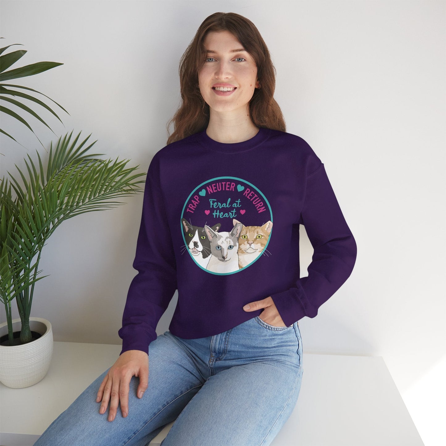 Circle of Kitties | FUNDRAISER for Feral At Heart | Crewneck Sweatshirt - Detezi Designs - 25811421404719162504