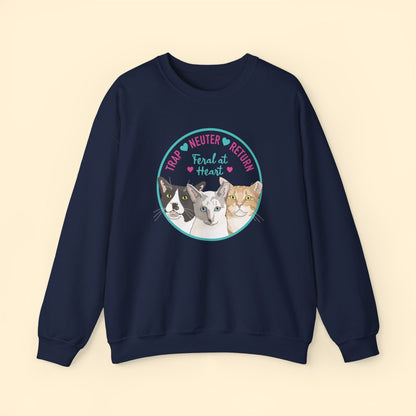 Circle of Kitties | FUNDRAISER for Feral At Heart | Crewneck Sweatshirt - Detezi Designs-32349952344960800098