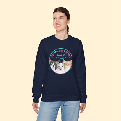 Circle of Kitties | FUNDRAISER for Feral At Heart | Crewneck Sweatshirt - Detezi Designs - 36106328066448300162