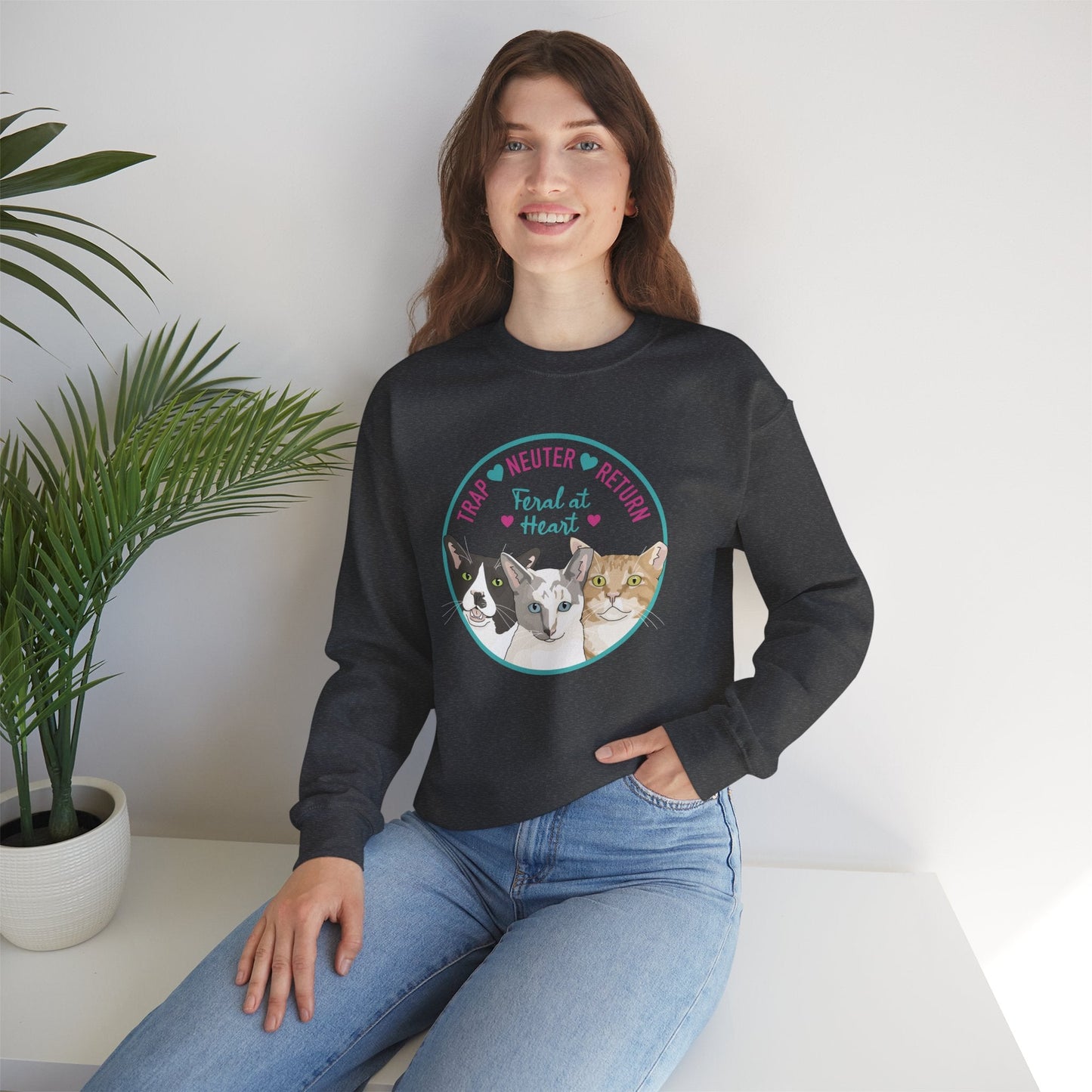 Circle of Kitties | FUNDRAISER for Feral At Heart | Crewneck Sweatshirt - Detezi Designs-76802304987813780156