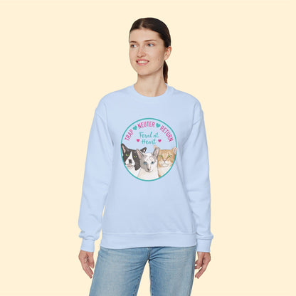 Circle of Kitties | FUNDRAISER for Feral At Heart | Crewneck Sweatshirt - Detezi Designs-76802304987813780156