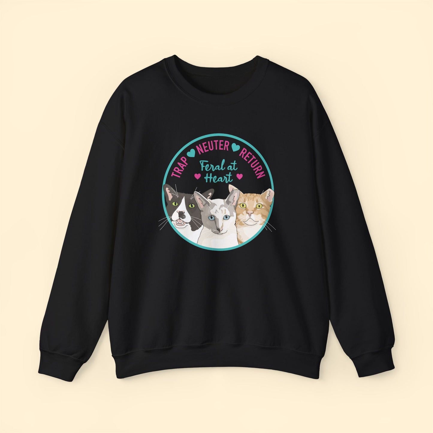 Circle of Kitties | FUNDRAISER for Feral At Heart | Crewneck Sweatshirt - Detezi Designs - 76802304987813780156