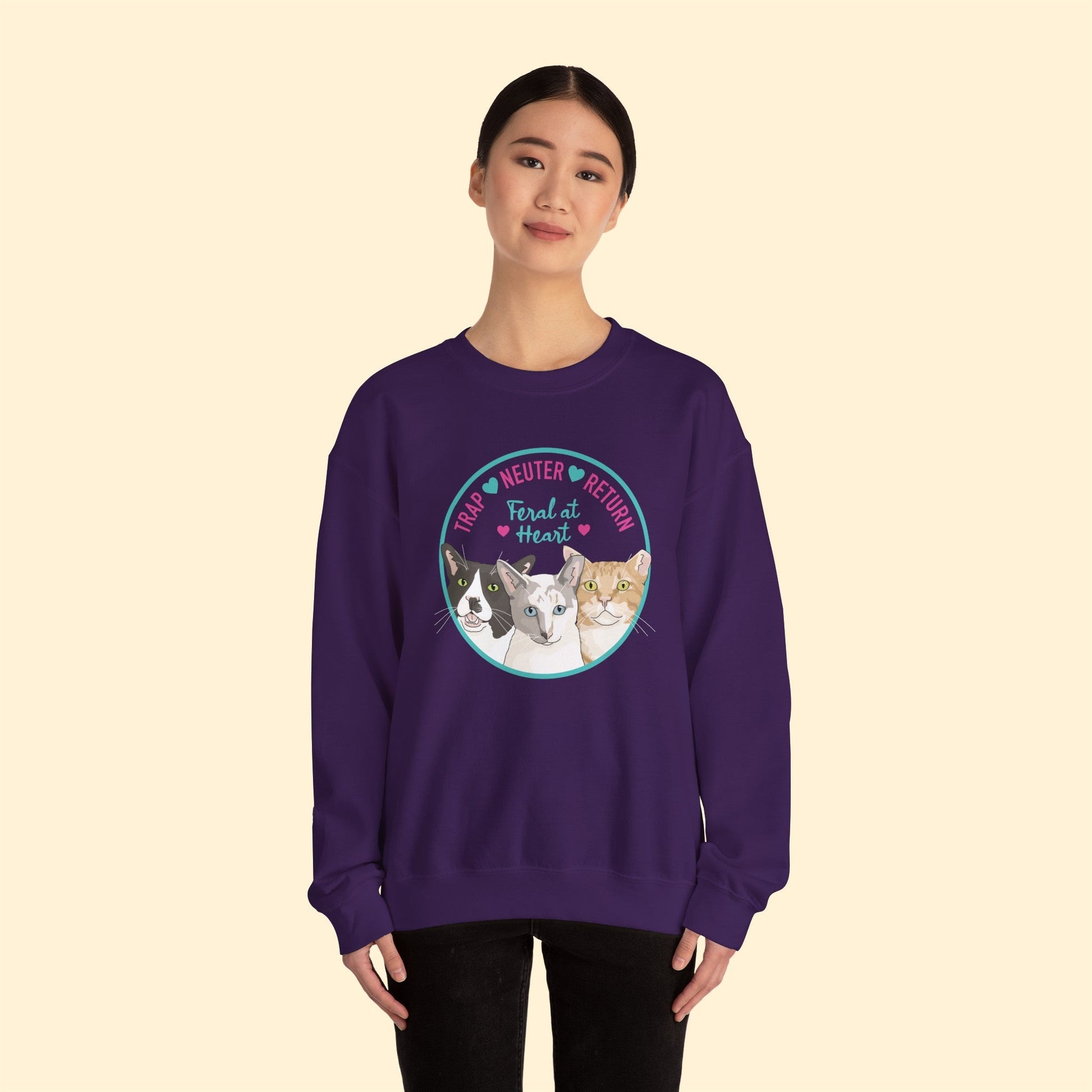 Circle of Kitties | FUNDRAISER for Feral At Heart | Crewneck Sweatshirt - Detezi Designs-76802304987813780156