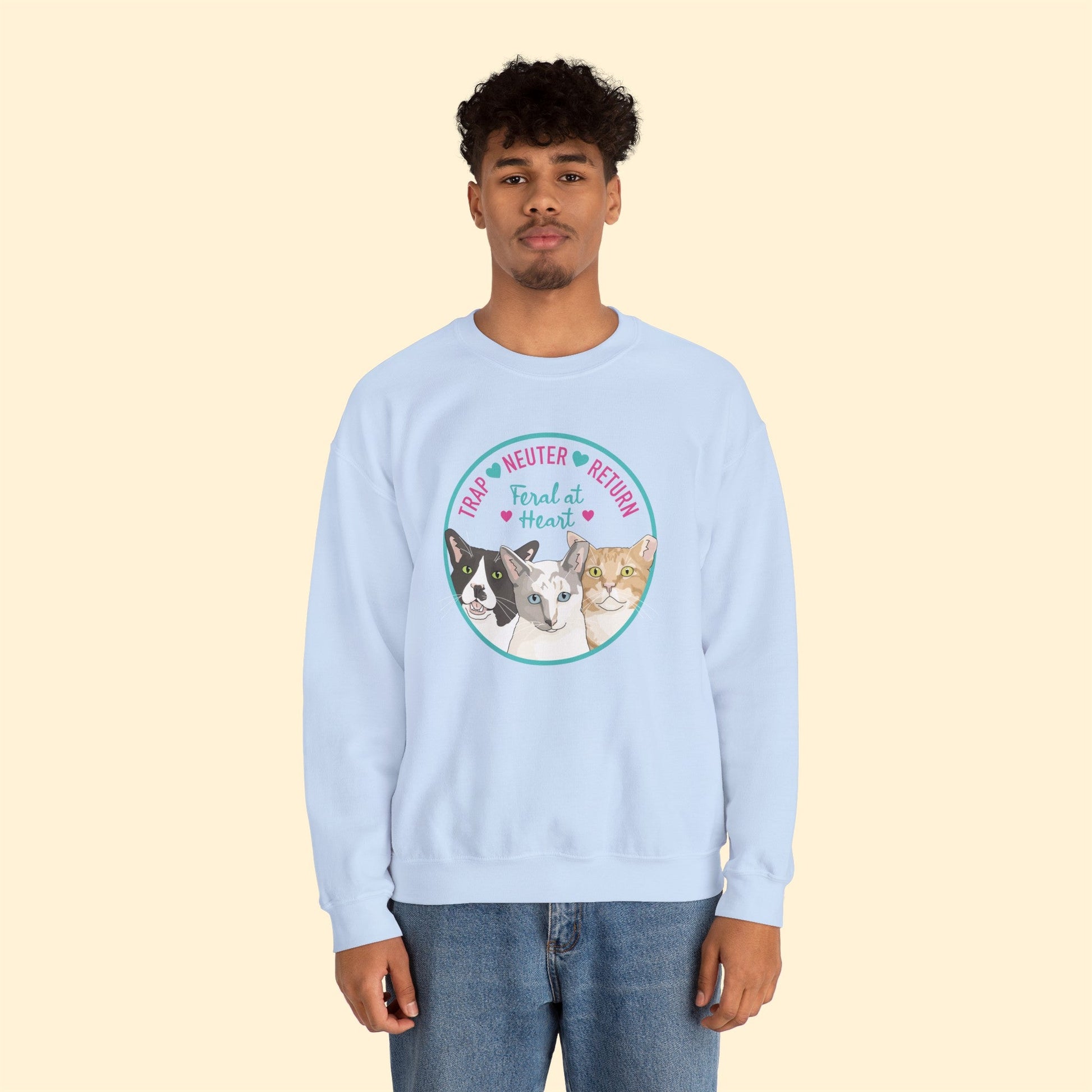 Circle of Kitties | FUNDRAISER for Feral At Heart | Crewneck Sweatshirt - Detezi Designs-76802304987813780156