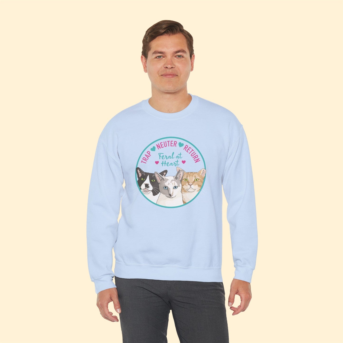 Circle of Kitties | FUNDRAISER for Feral At Heart | Crewneck Sweatshirt - Detezi Designs-76802304987813780156