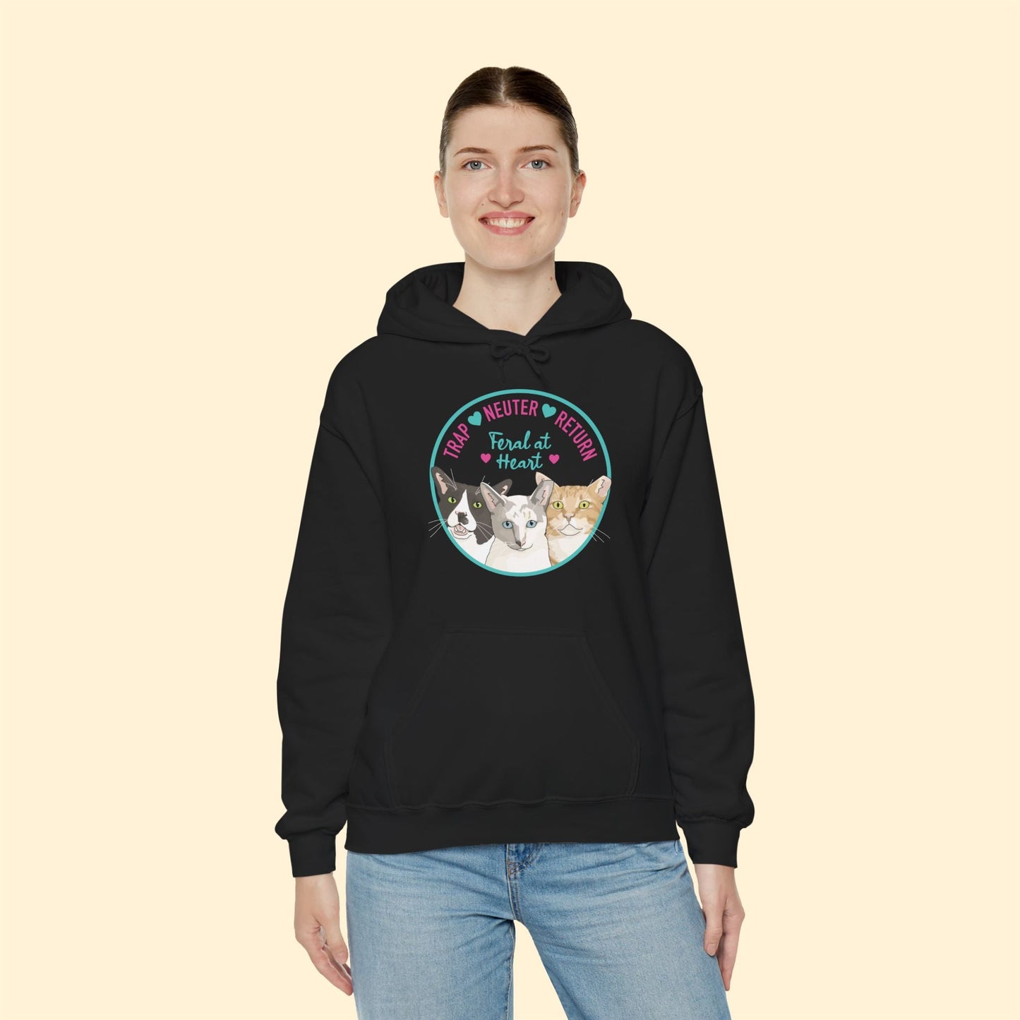 Circle of Kitties | FUNDRAISER for Feral At Heart | Hooded Sweatshirt - Detezi Designs - 19199213458107779256