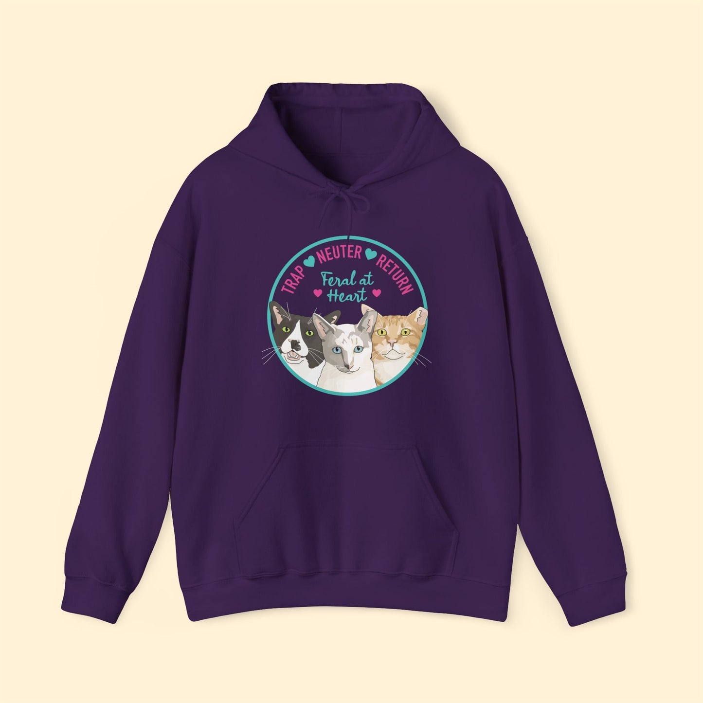 Circle of Kitties | FUNDRAISER for Feral At Heart | Hooded Sweatshirt - Detezi Designs - 22855888924456185019